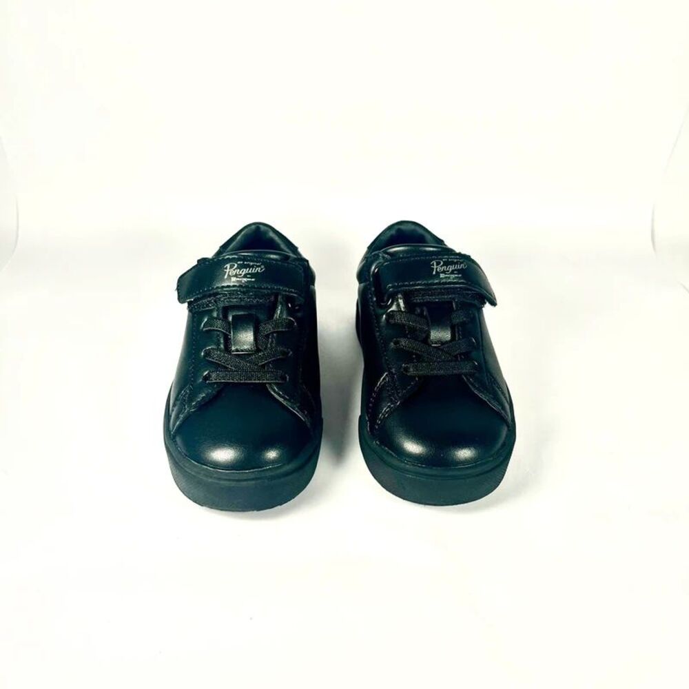 Penguin Unisex Kids Black Faux Leather Sneakers